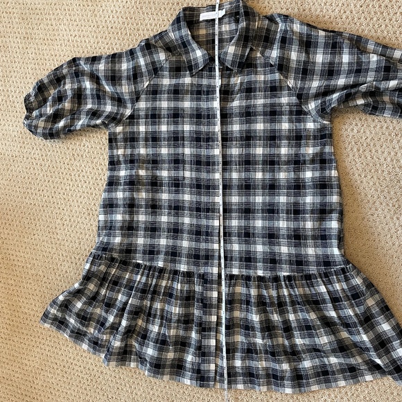 NWT Jonathan Simkhai Standard Crissy Plaid Mini Dress Black White Size Large - Picture 5 of 8